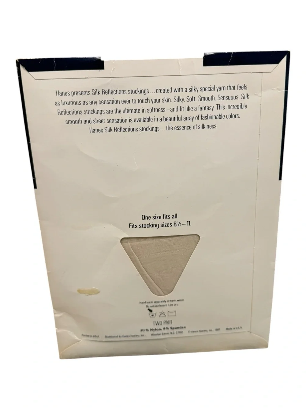 2 Pair 1987 Hanes Silk Reflections Garter Stockings One Size Pearl Style 726